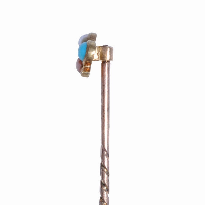 Coral, Turquoise & Pearl Stick Pin