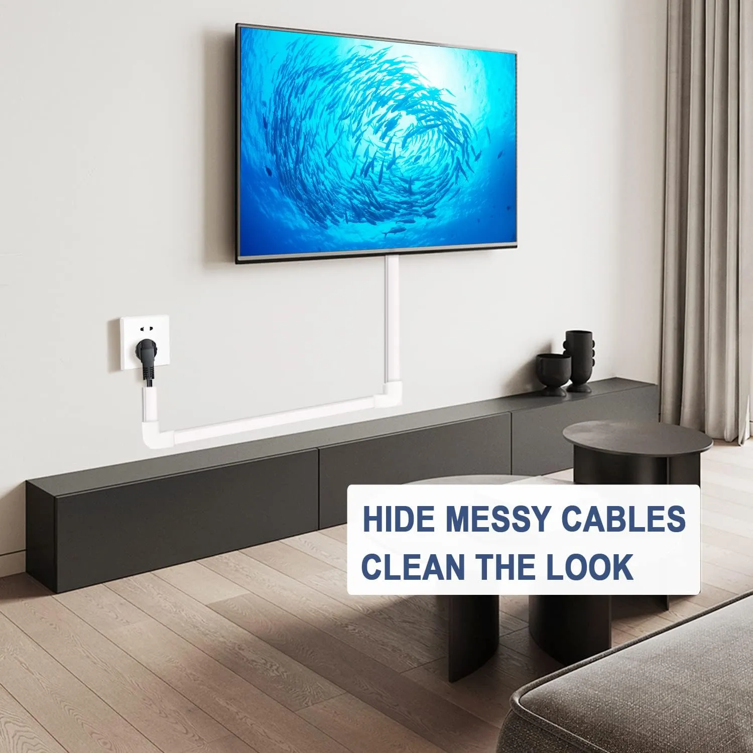 Cord Cover Raceway Kit - 157" Paintable Cable Concealer, Wire Hider for TV Wall Mounting and Wire Management