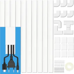 Cord Cover Raceway Kit - 157" Paintable Cable Concealer, Wire Hider for TV Wall Mounting and Wire Management