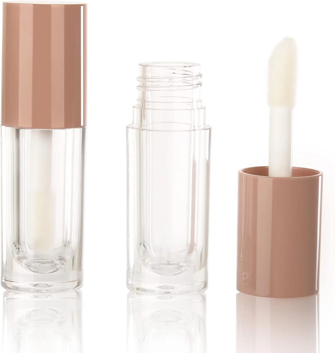 COSIDEA 30pcs Nude Empty 6ml 0.2oz Lip Gloss Tubes with Big Doe Foot Wand，Round Lipgloss Containers，Concealer Tube Cosmetic Packing Container Bulk Wholesale