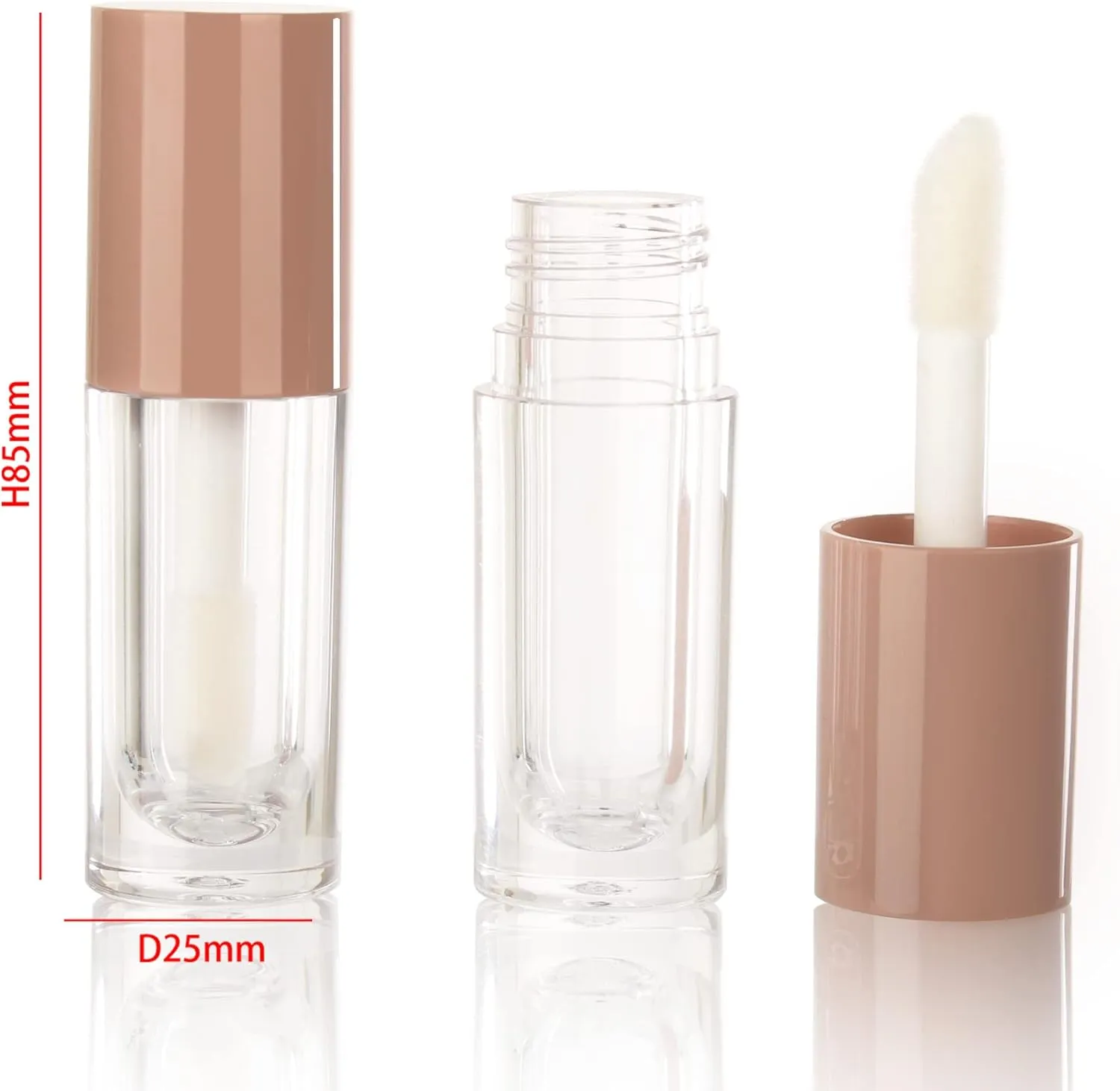 COSIDEA 30pcs Nude Empty 6ml 0.2oz Lip Gloss Tubes with Big Doe Foot Wand，Round Lipgloss Containers，Concealer Tube Cosmetic Packing Container Bulk Wholesale