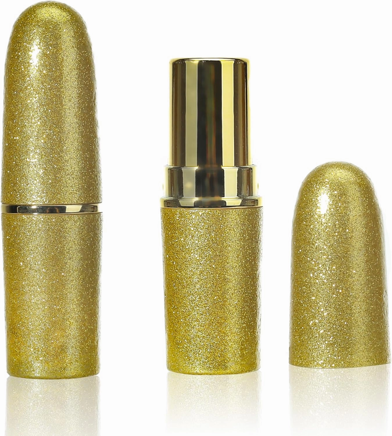 COSIDEA 25 PCS Empty Plastic Round Gold Bullet lipstick tubes lip stick tube packing 12.1mm Lip blam DIY container