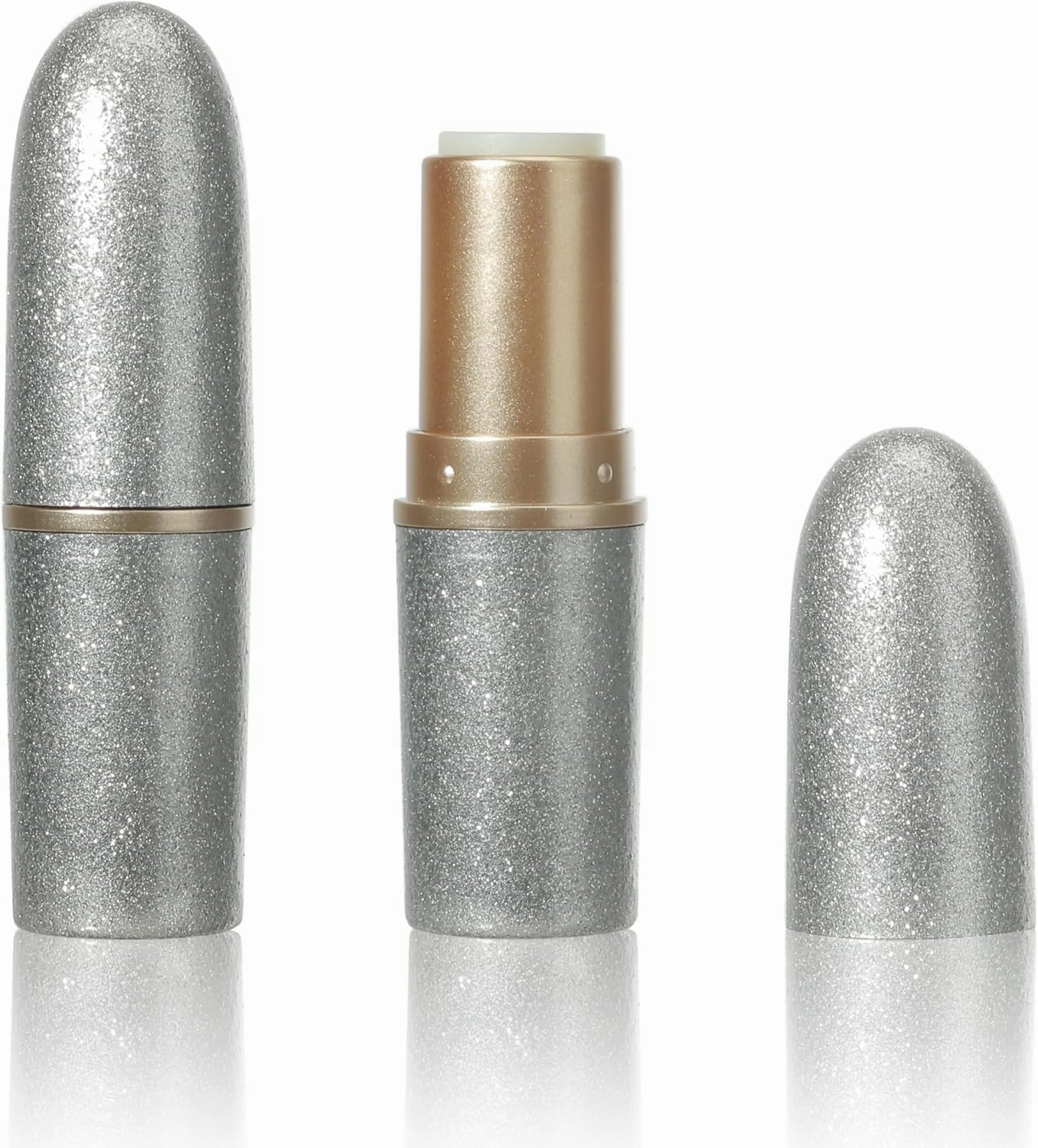 COSIDEA 25 PCS Empty Plastic Round Silver Bullet lipstick tubes lip stick tube packing 12.1mm Lip blam DIY container