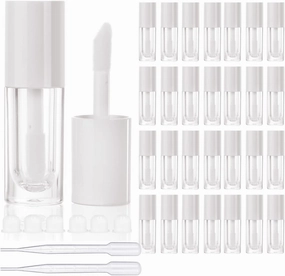 COSIDEA 30pcs White Empty 6ml 0.2oz Lip Gloss Tubes with Big Doe Foot Wand，Round Lipgloss Containers，Concealer Tube Cosmetic Packing Container Bulk Wholesale