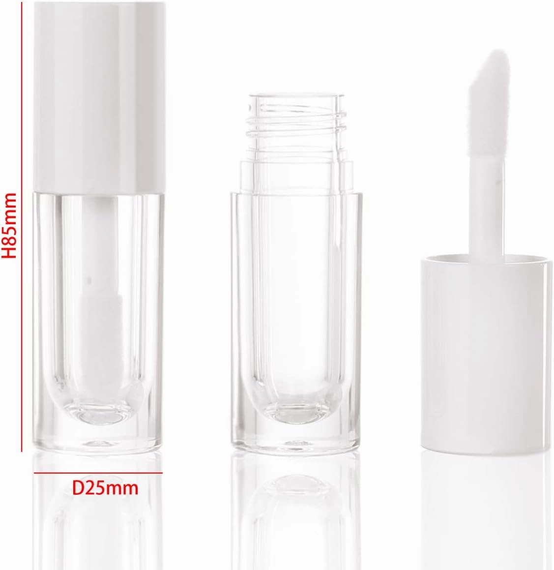 COSIDEA 30pcs White Empty 6ml 0.2oz Lip Gloss Tubes with Big Doe Foot Wand，Round Lipgloss Containers，Concealer Tube Cosmetic Packing Container Bulk Wholesale