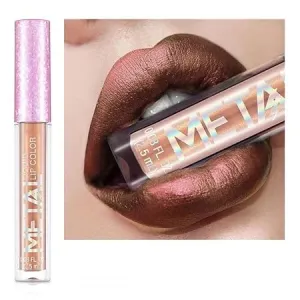 Cream Lip Gloss，12 Colors Metallic Liquid Lipstick Lip Gloss Non-Stick Cup Lip Glaze Makeup Pearl Beauty Makeup (03-SHIMMER FINISH)