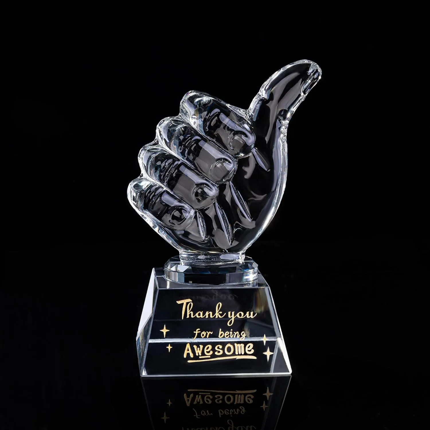 Crystal Awards as Employee Appreciation Gifts with Thumbs Up, Ideal Work Gifts for Coworkers & Staff, Expressing 'Thank You for Being Awesome' to Coworkers, Employees, and Teachers during Christmas