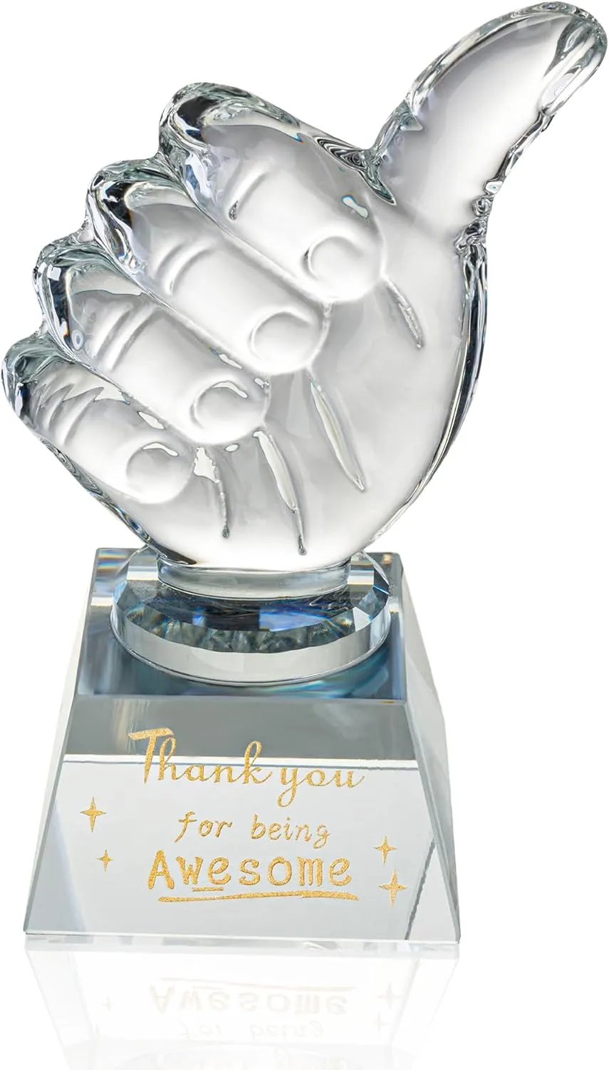 Crystal Awards as Employee Appreciation Gifts with Thumbs Up, Ideal Work Gifts for Coworkers & Staff, Expressing 'Thank You for Being Awesome' to Coworkers, Employees, and Teachers during Christmas
