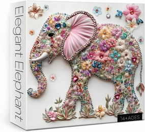 Crystal Elephant Puzzles for Adults 1000 Pieces, Cute Animal Flower Jigsaw Puzzles, Art Pretty Floral Puzzles