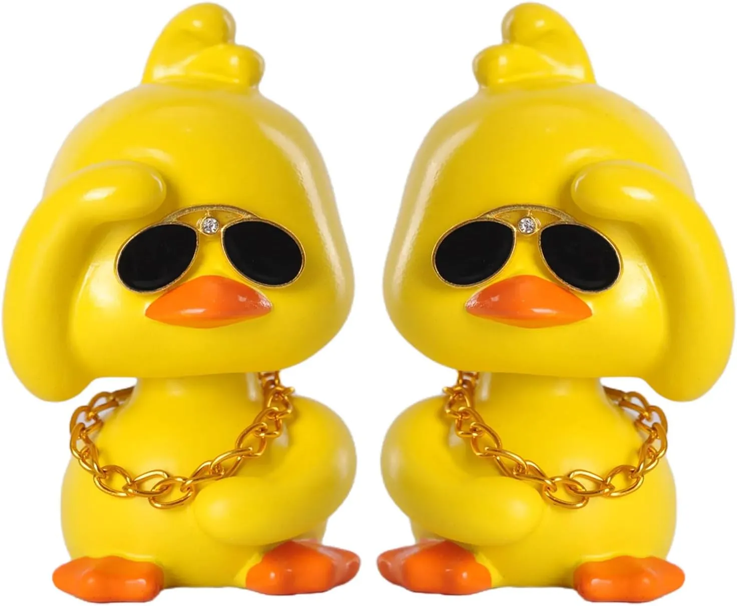 Cute Yellow Duck Car Ornaments Funny Duck Car Toy, Bobble Head Doll for Car Dashboard Decorations Accessories(Sets 2PCS)
