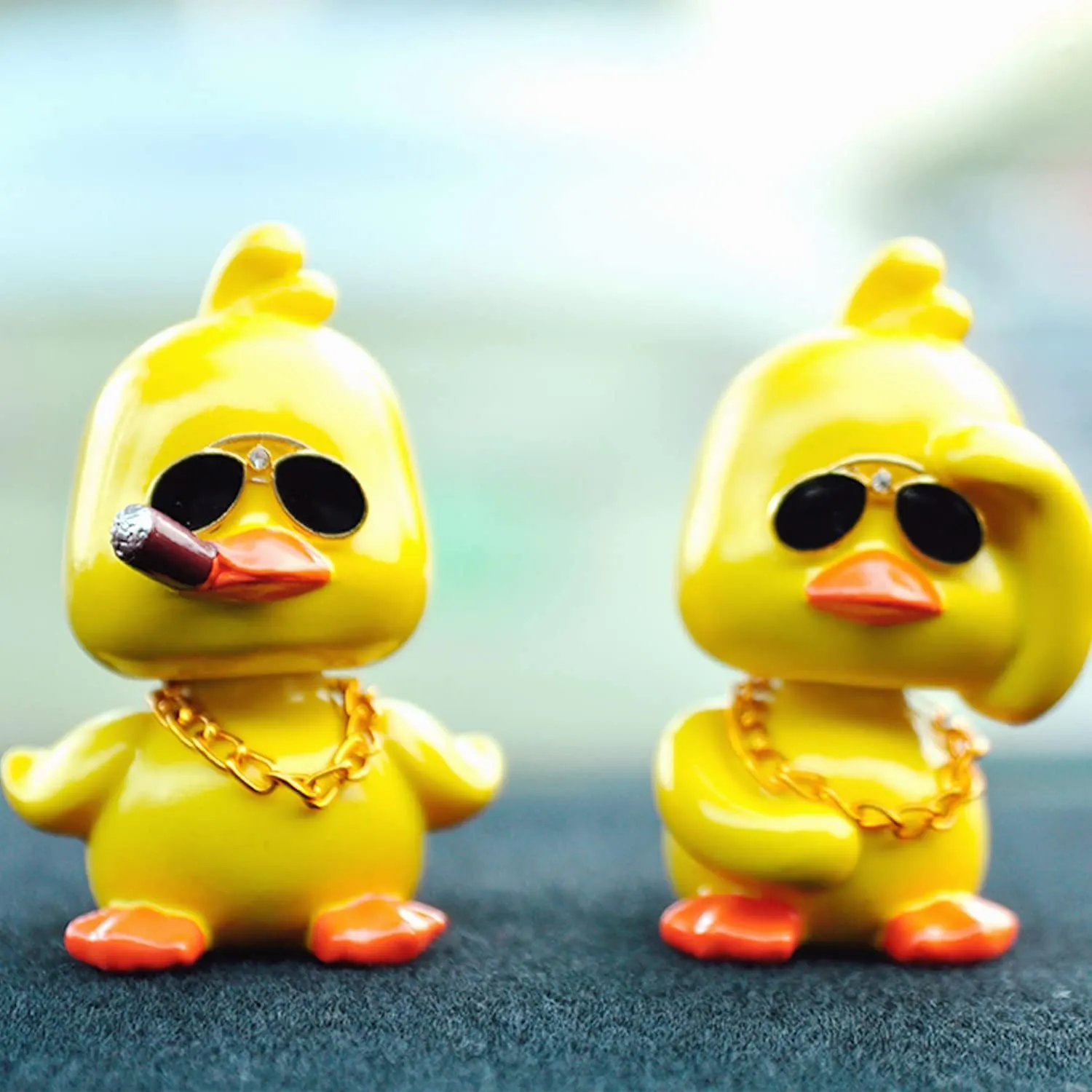 Cute Yellow Duck Car Ornaments Funny Duck Car Toy, Bobble Head Doll for Car Dashboard Decorations Accessories(Sets 2PCS)