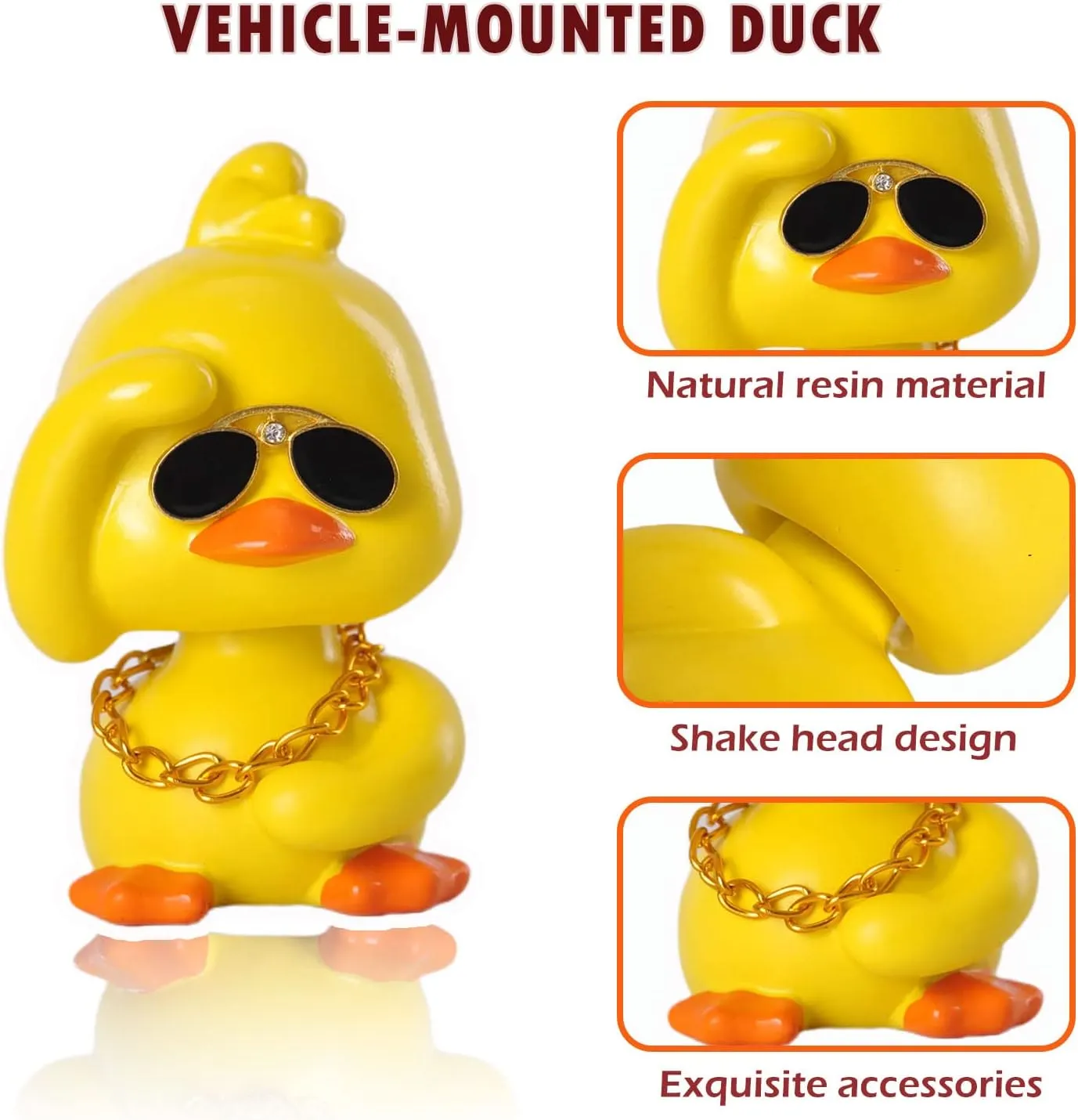 Cute Yellow Duck Car Ornaments Funny Duck Car Toy, Bobble Head Doll for Car Dashboard Decorations Accessories(Sets 2PCS)