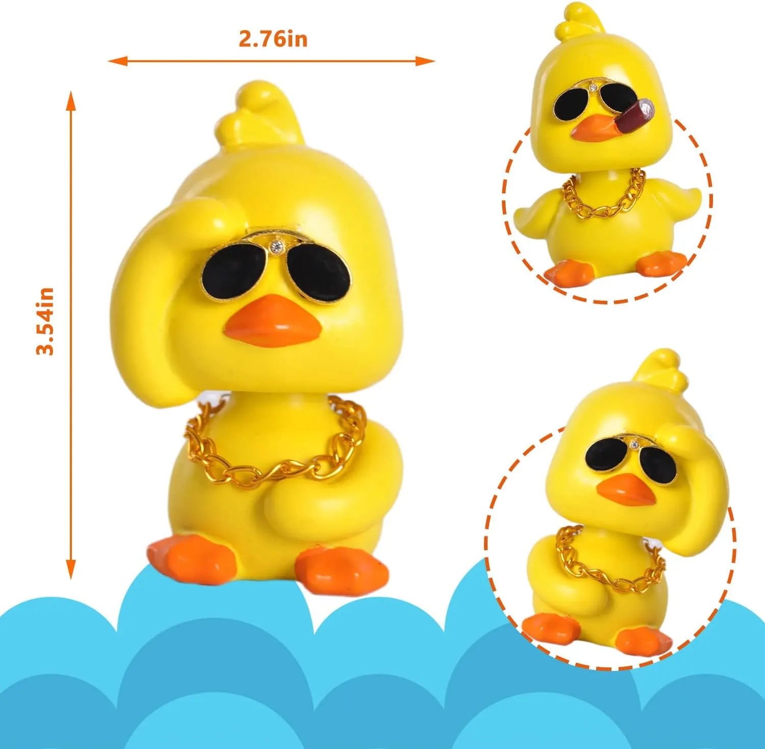Cute Yellow Duck Car Ornaments Funny Duck Car Toy, Bobble Head Doll for Car Dashboard Decorations Accessories(Sets 2PCS)