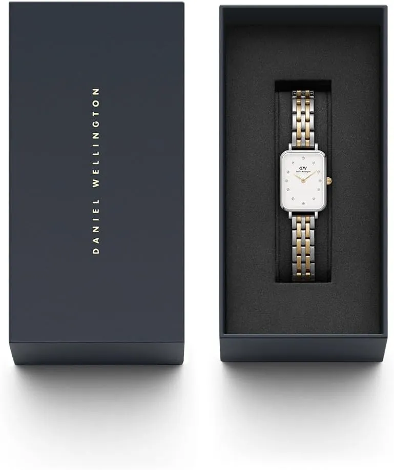 Daniel Wellington Quadro 5-Link Bezel Women's Watch – 20x26mm Square Case, Stainless Steel Strap, Japanese Quartz Movement, Water Resistant, Analog Watch for Women
