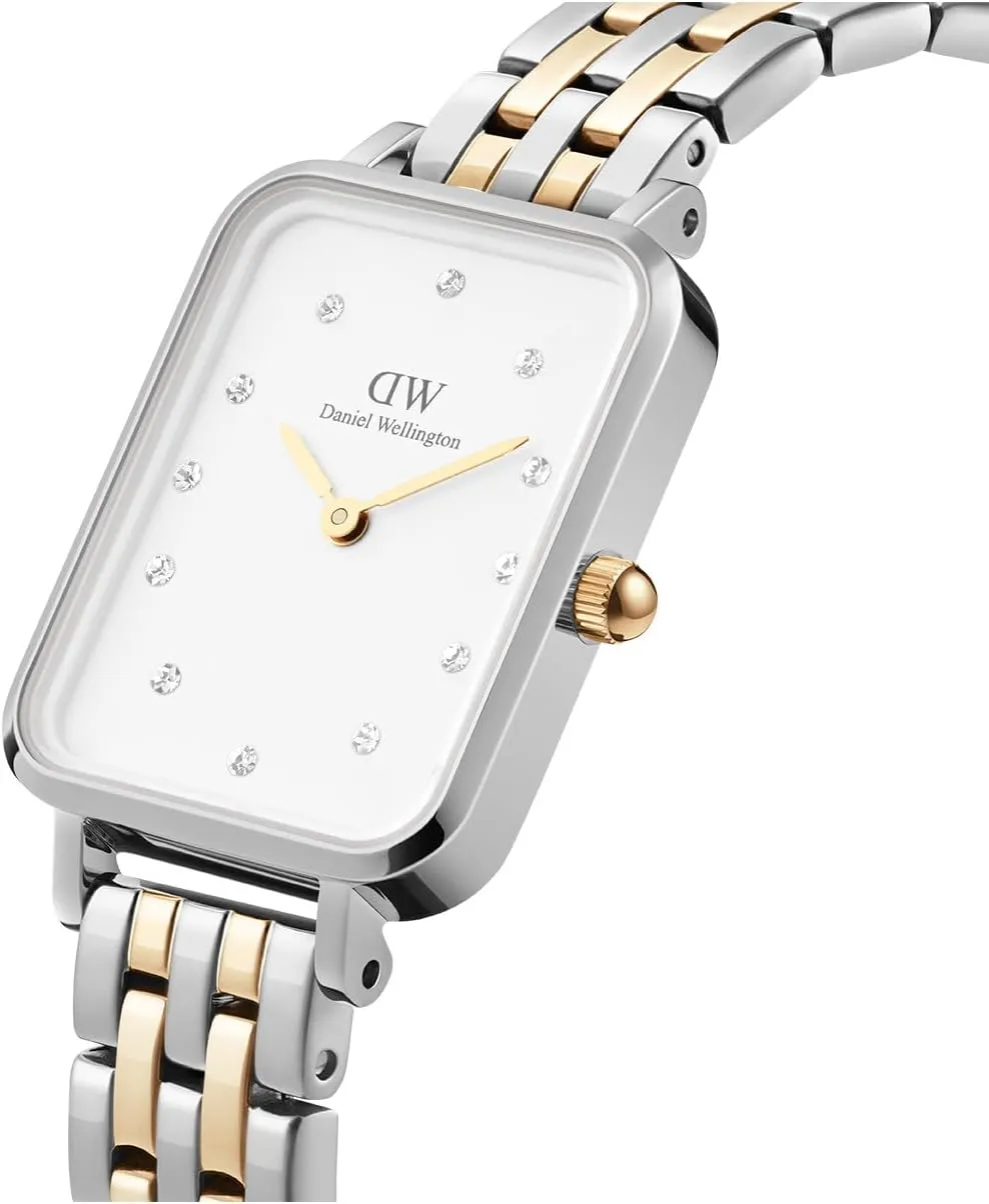 Daniel Wellington Quadro 5-Link Bezel Women's Watch – 20x26mm Square Case, Stainless Steel Strap, Japanese Quartz Movement, Water Resistant, Analog Watch for Women