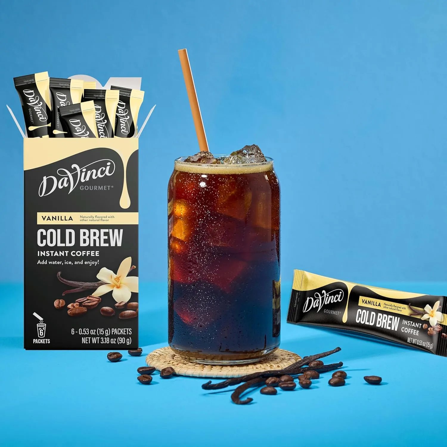 DaVinci Gourmet Vanilla Cold Brew Stick Pack, 90.0 GRM (Pack of 1)