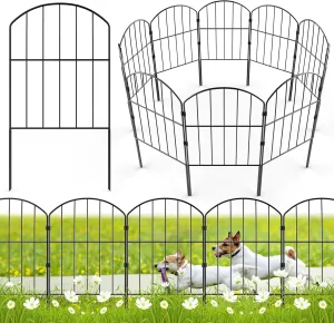 Decorative Garden Fence Outdoor, 19 Panels Rustproof Metal Landscape Barrier Fence, Total 20ft (L) x 24in (H), Black Ornamental Fence for Yard, Patio, Lawn, Garden Bed, Easy to Install