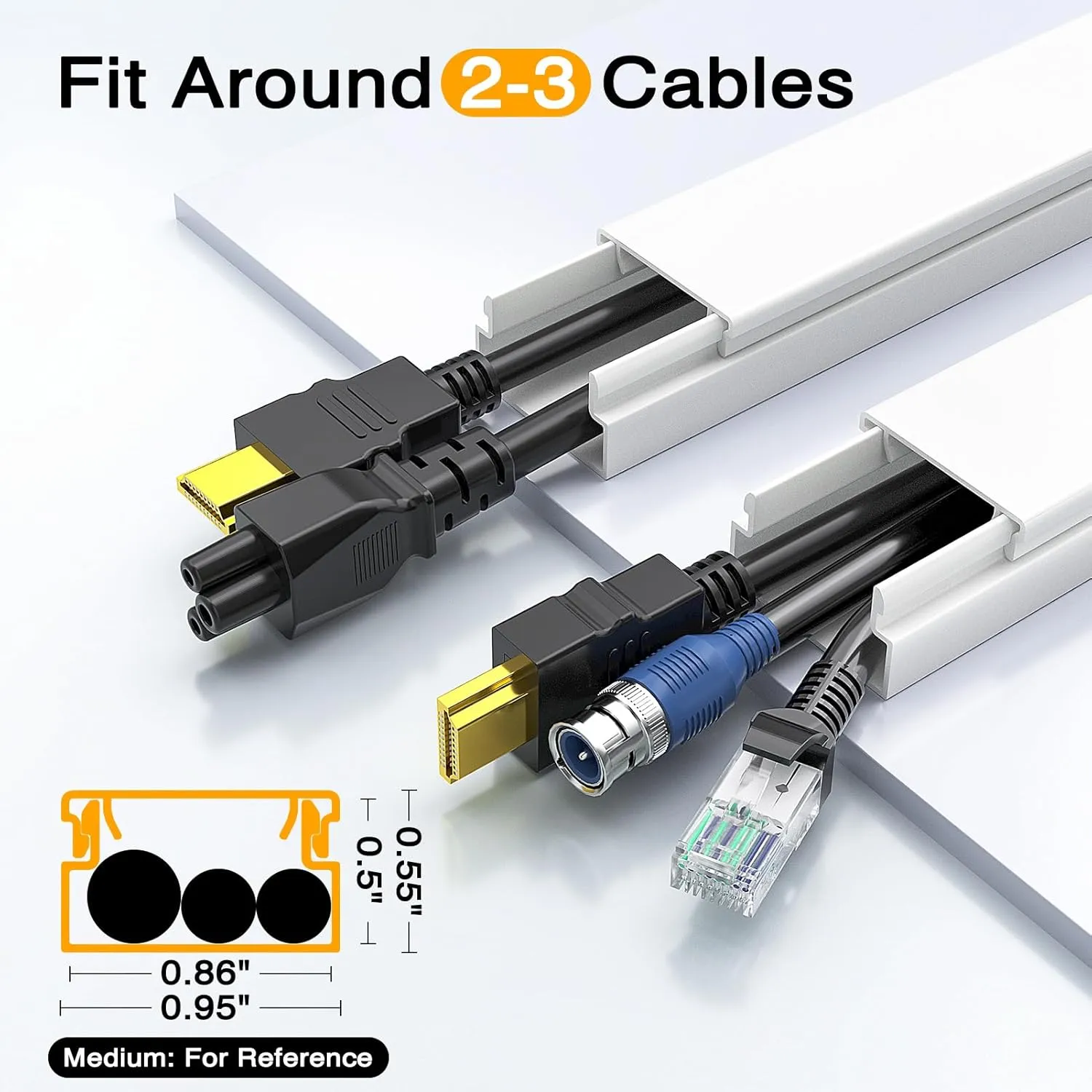 Delamu Cord Hider, 157in Wire Covers for Cords on Wall, Premium Cable Hider Cord Covers for Wires, Cable Management Wire Hiders for TV, Cable Raceway Kit, 10X L15.7X W0.95x H0.55in, White