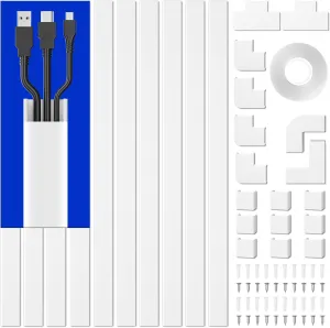Delamu Cord Hider, 157in Wire Covers for Cords on Wall, Premium Cable Hider Cord Covers for Wires, Cable Management Wire Hiders for TV, Cable Raceway Kit, 10X L15.7X W0.95x H0.55in, White