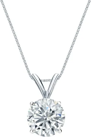 Diamond Wish 18k White Gold Round Solitaire Diamond Pendant Necklace (3/8cttw, G-H, VS2-SI1) 4-Prong Basket, 18-inch Box Chain