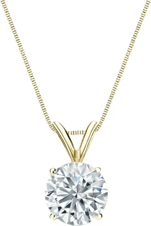 Diamond Wish 18k Yellow Gold Round Solitaire Diamond Pendant Necklace (1/4cttw, G-H, SI1-SI2) 4-Prong Basket, 18-inch Box Chain