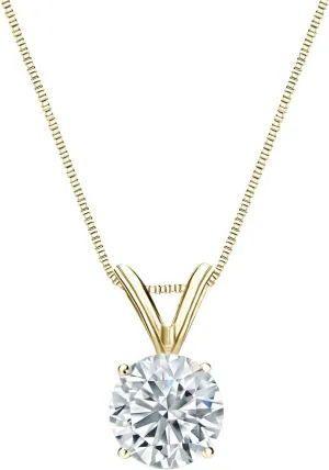 Diamond Wish 18k Yellow Gold Round Solitaire Diamond Pendant Necklace (3/5cttw, H-I, I1-I2) 4-Prong Basket, 18-inch Box Chain