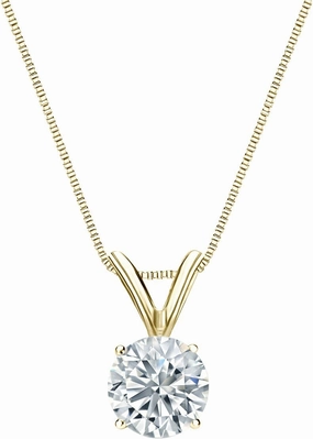 Diamond Wish 18k Yellow Gold Round Solitaire Diamond Pendant Necklace (1/2cttw, H-I, I1-I2) 4-Prong Basket, 18-inch Box Chain