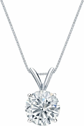 Diamond Wish Platinum Round Solitaire Diamond Pendant Necklace (1/5cttw, G-H, SI2-I1) 4-Prong Basket, 18-inch Box Chain