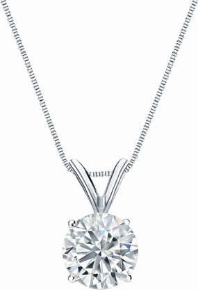 Diamond Wish Platinum Round Solitaire Diamond Pendant Necklace (3/4cttw, H-I, I1-I2) 4-Prong Basket, 18-inch Box Chain