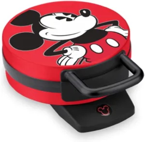 Disney Mickey Mouse Waffle Maker by Select Brands - Premium Mickey Mouse Kitchen Appliance - Disney Kitchen Appliances - 7" Waffles, Red