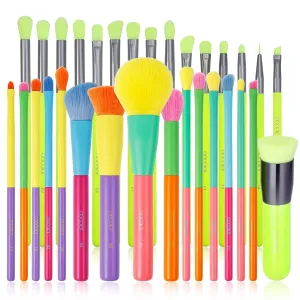 Docolor 15Pcs Eye Makeup Brushes Set   15Pcs Colourful Makeup Brush Set   Flat Top Kabuki Foundation Brush Premium Kabuki Foundation Blending Face Powder Synthetic Makeup Brush Set