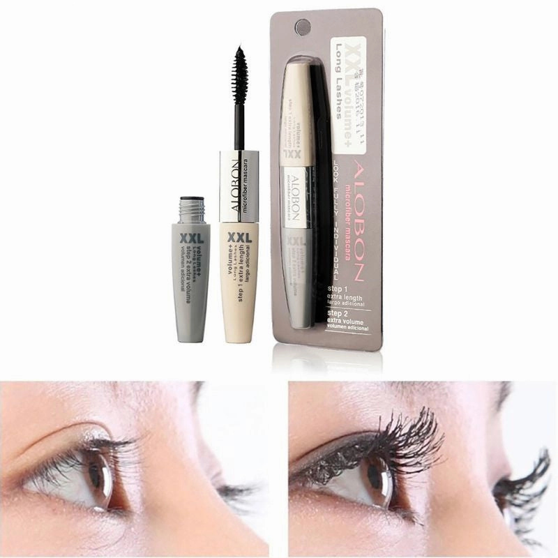 Dual Heads Women Girls 3D Fiber Long Curl Eyelashes Mascara Makeup Eye Black Cosmetic NW