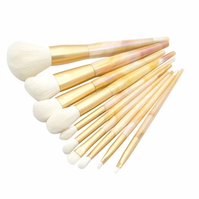 Easy to Clean Makeup Brush Set 10 Pieces Foundation Concealer Blush Cosmetics Marbled Design Assurance