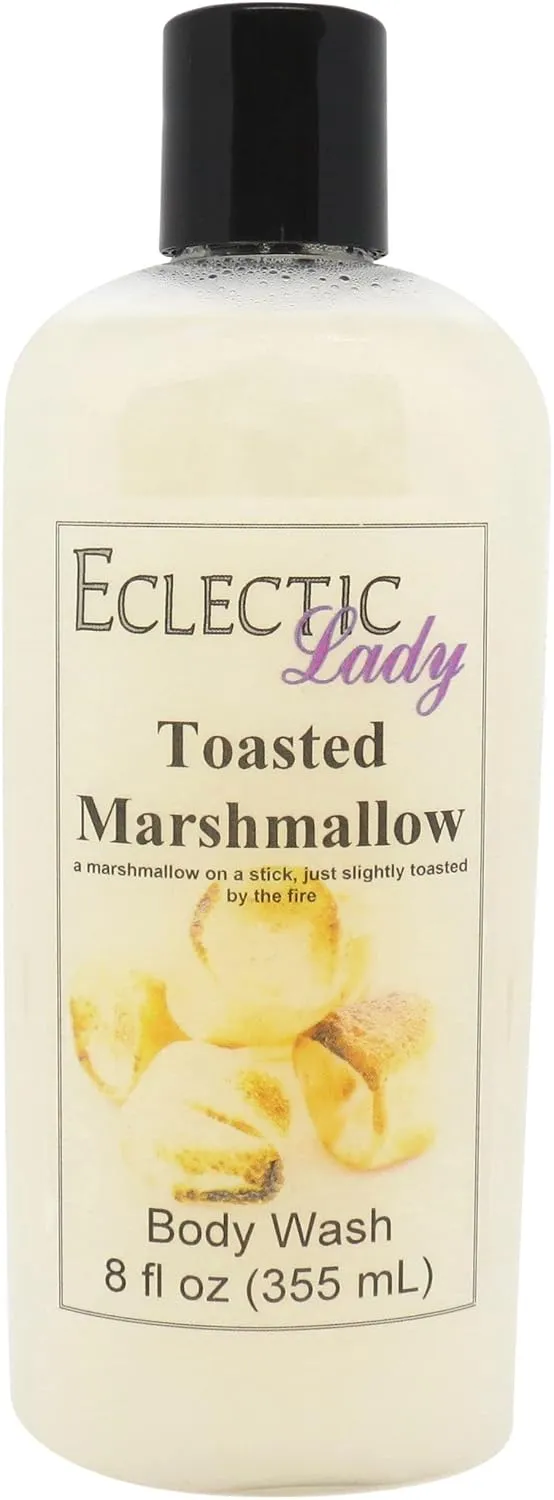 Eclectic Lady Liquid Pearl Body Wash - Toasted Marshmallow Scent 3-in-1 Use For Bubble Bath, Hand Soap & Body Wash, Phthalate-Free Toasted Marshmallow Fragrance, Handcrafted in USA (8 oz)