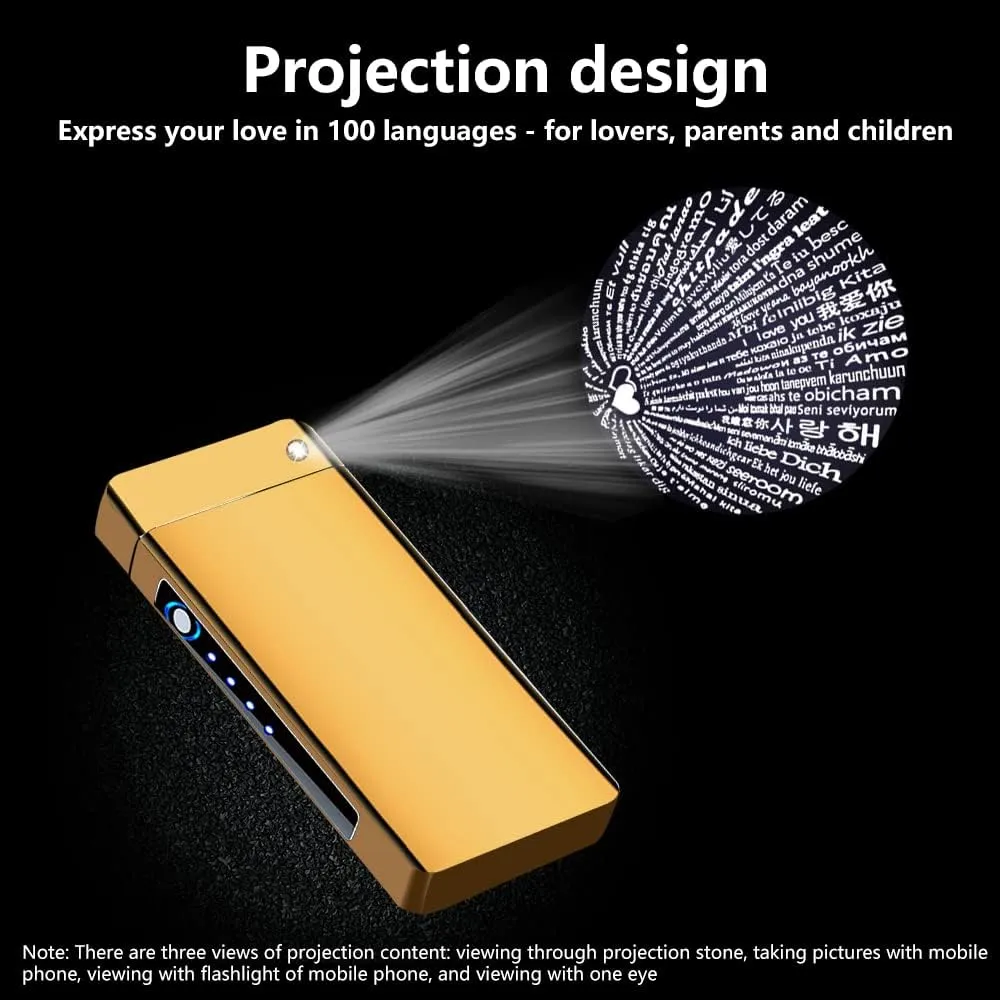 Electric Plasma Dual Arc Lighter - Flameless Windproof Electronic With Smart Chip for Candle, Incense Stick, Outdoor Camping (Golden)