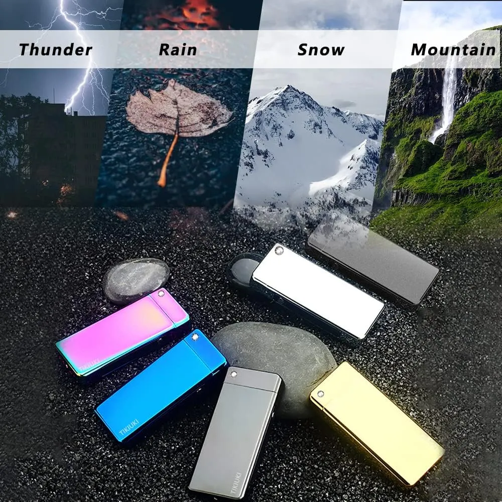 Electric Plasma Dual Arc Lighter - Flameless Windproof Electronic With Smart Chip for Candle, Incense Stick, Outdoor Camping (Golden)