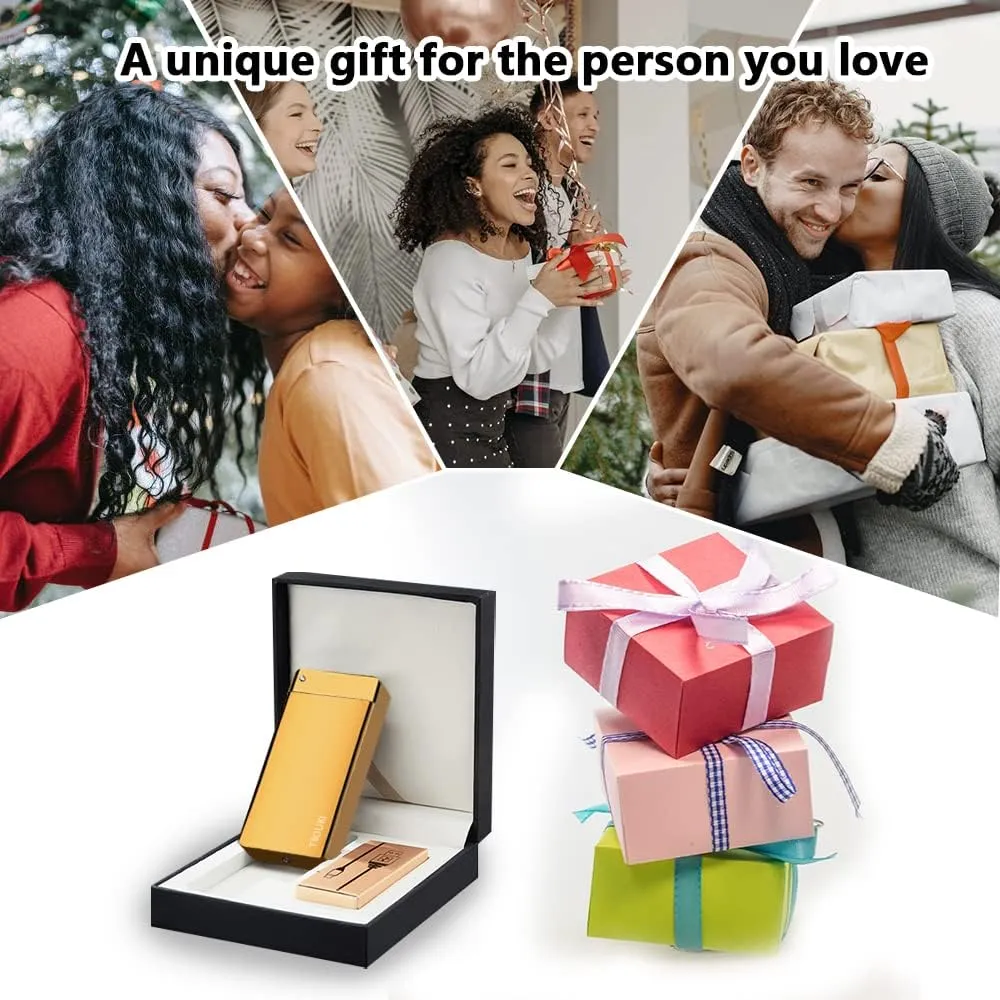 Electric Plasma Dual Arc Lighter - Flameless Windproof Electronic With Smart Chip for Candle, Incense Stick, Outdoor Camping (Golden)
