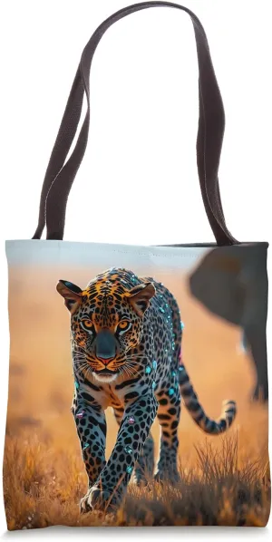 Elegant Leopard & Elephant Savanna Sparkle Design Collection Tote Bag