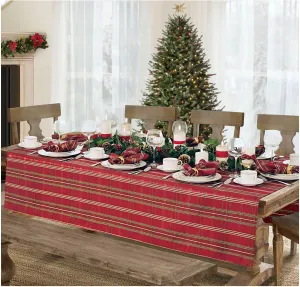 Elrene Home Fashions Shimmering Plaid Holiday Fabric Tablecloth, 60" x 120", Red
