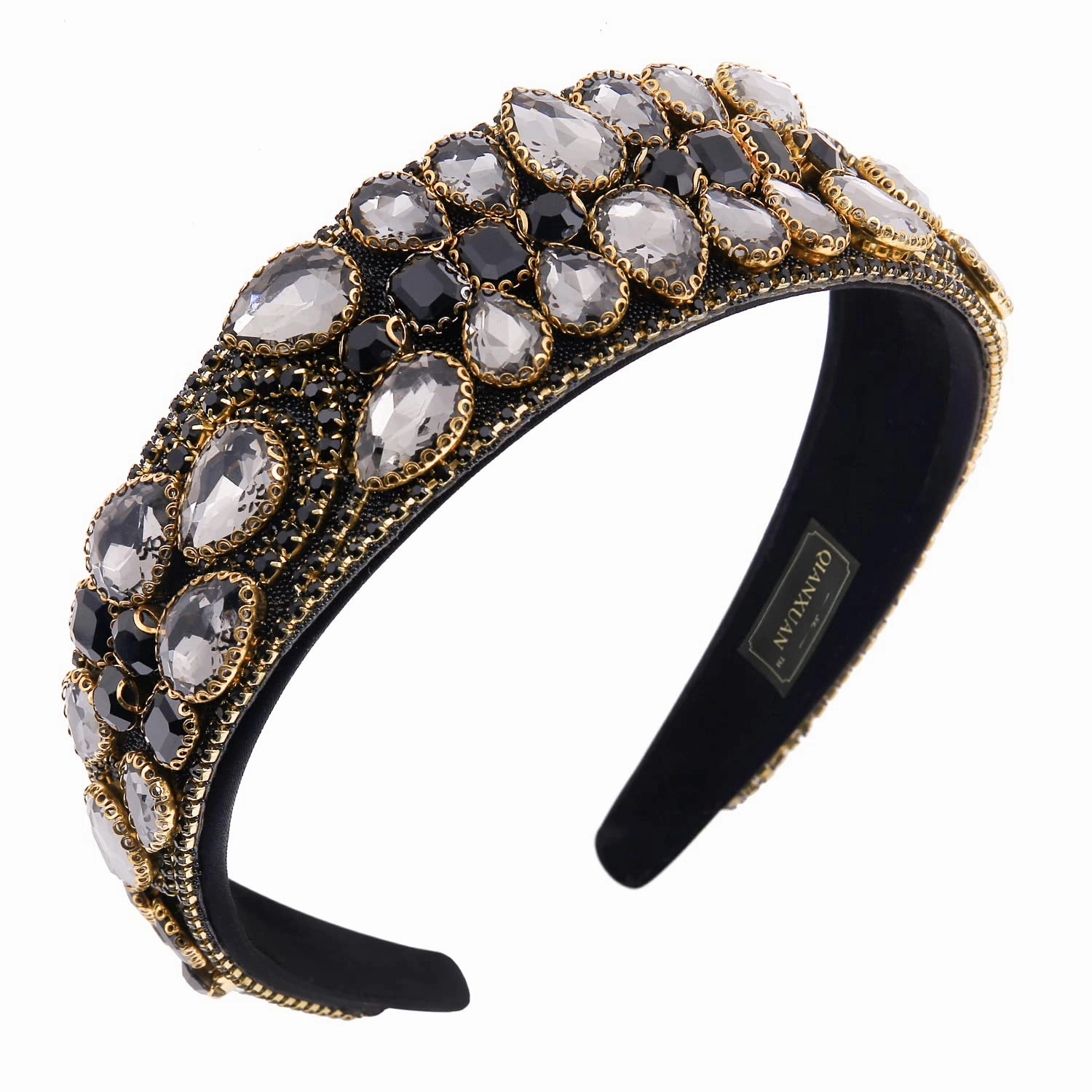 Embellished Rhinestones Headbands, Women's Hair Accessories, Fashion Crystal Beaded Headbands, Bling Chains Diamond Hairband, Party Girl Hair Hoop, Faux Gem, White, Black, Baroque