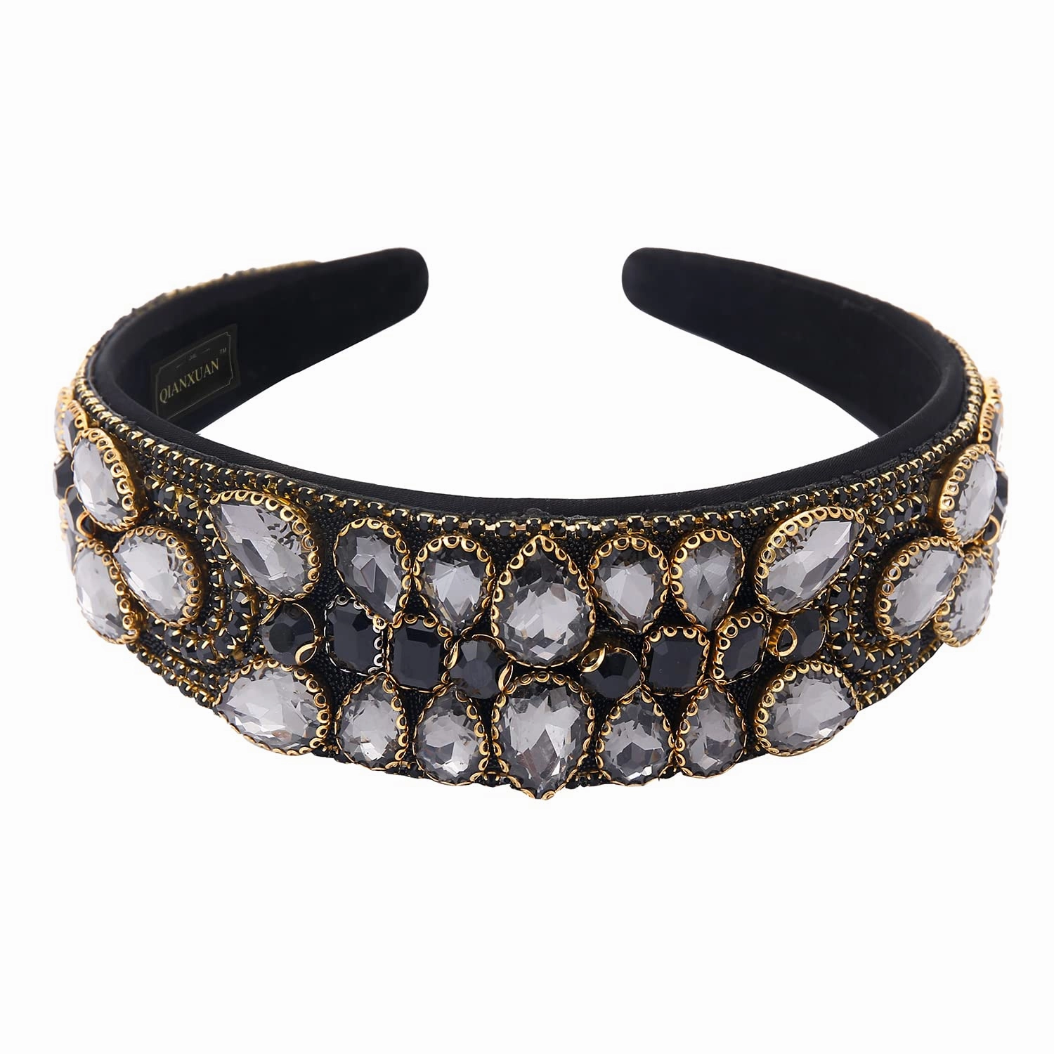 Embellished Rhinestones Headbands, Women's Hair Accessories, Fashion Crystal Beaded Headbands, Bling Chains Diamond Hairband, Party Girl Hair Hoop, Faux Gem, White, Black, Baroque