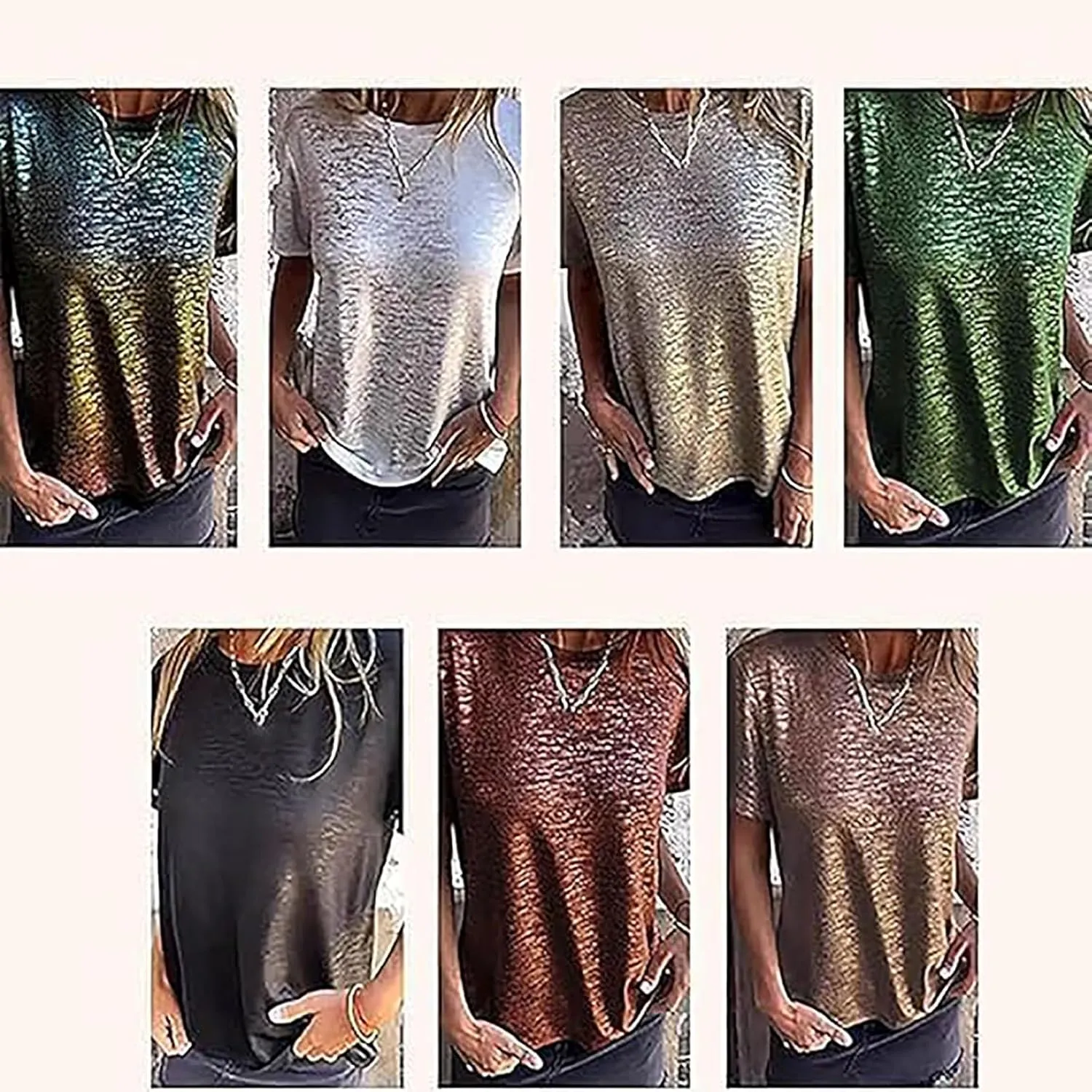 Emboadlie Gold Foil Short-Sleeved T-Shirt, Gold Foil Round Neck Short Sleeve Comfortable and Breathable Top Soft