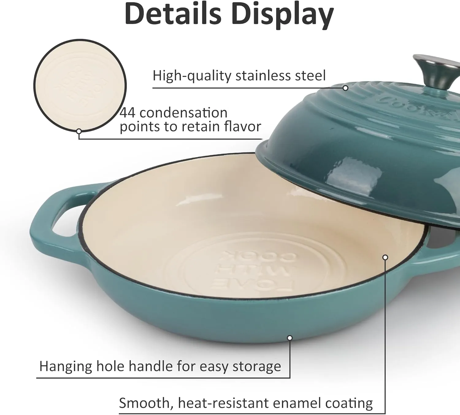 Enameled Cast Iron Dutch Oven with Lid – Non-Stick Bread Pot for Baking, Braising, and Stews – Heavy-Duty Ovenproof Casserole Cookware (Green, 5 QT)