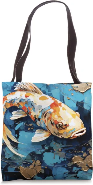 Ephemeral Radiance Kintsugi Harmony with Golden Koi's Waltz Tote Bag