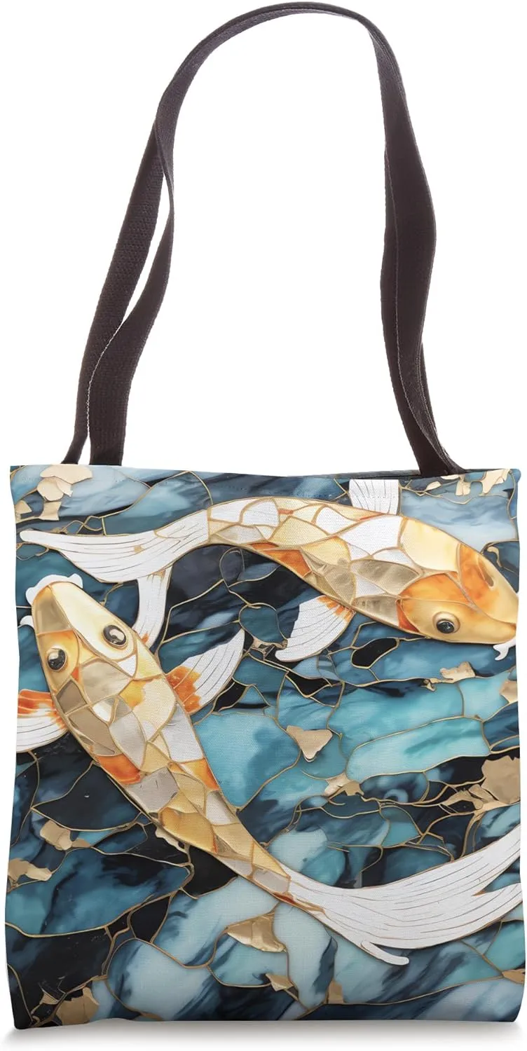 Ephemeral Whirlwind Kintsugi Symphony Tranquil Koi Grace Tote Bag