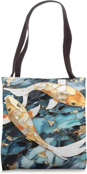 Ephemeral Whirlwind Kintsugi Symphony Tranquil Koi Grace Tote Bag