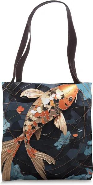Ephemeral Whispers Kintsugi Serenity with Tranquil Koi Tale Tote Bag