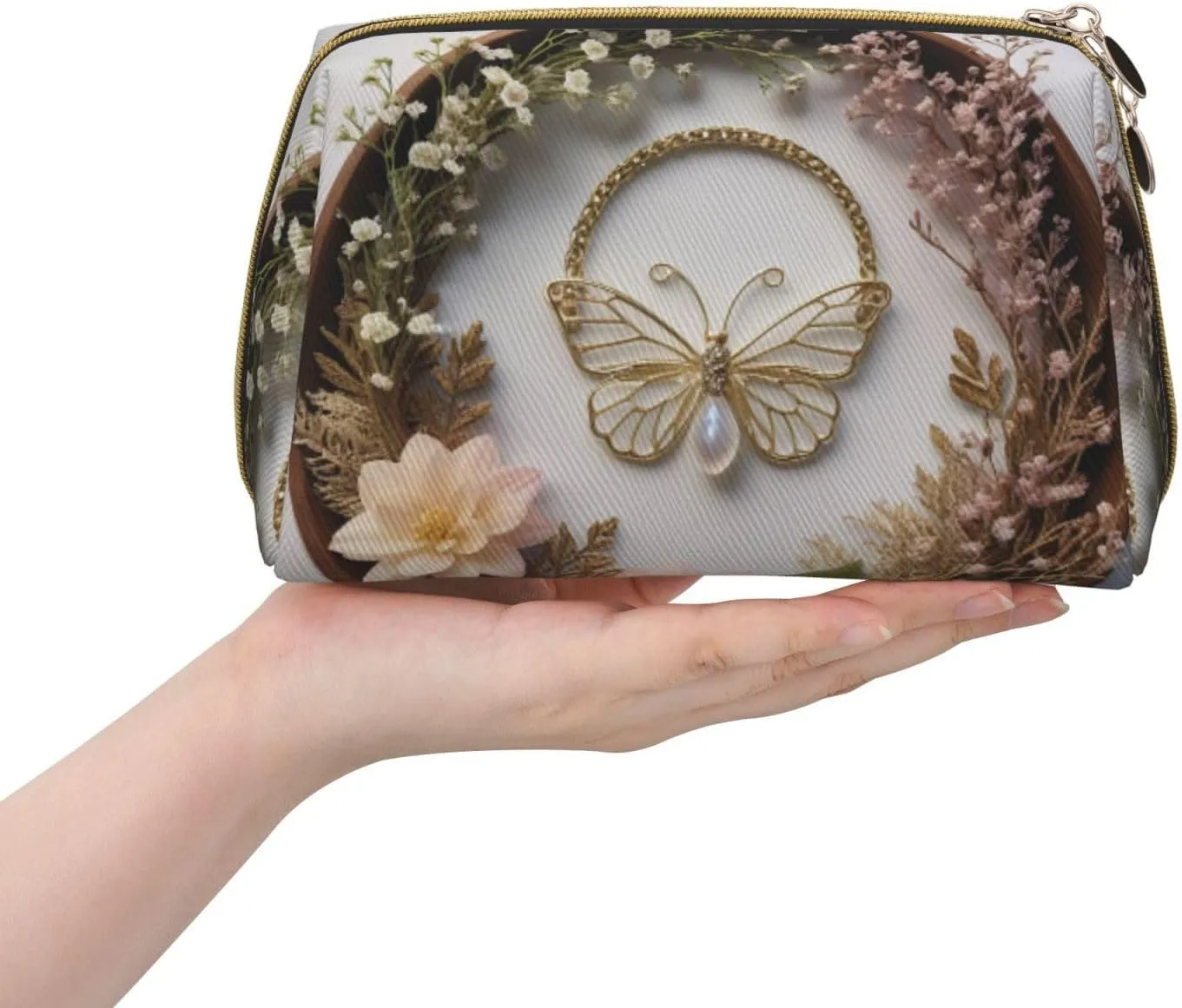 Ethereal Essence Printed Small Makeup Bag,Travel Cosmetic Bag Purse with Zipper,Water-resistant Makeup Organizer Bag for Women