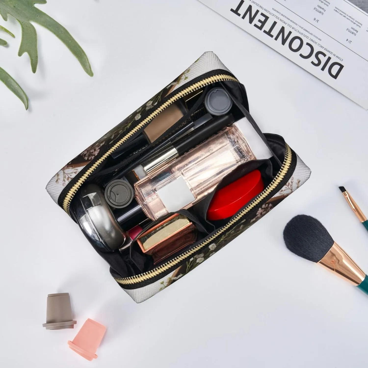 Ethereal Essence Printed Small Makeup Bag,Travel Cosmetic Bag Purse with Zipper,Water-resistant Makeup Organizer Bag for Women