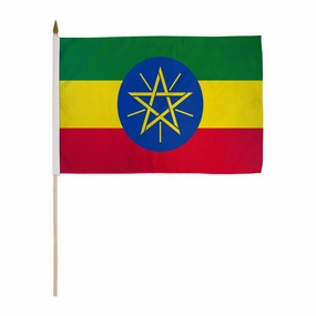 Ethiopia (Star) 12x18in Stick Flag